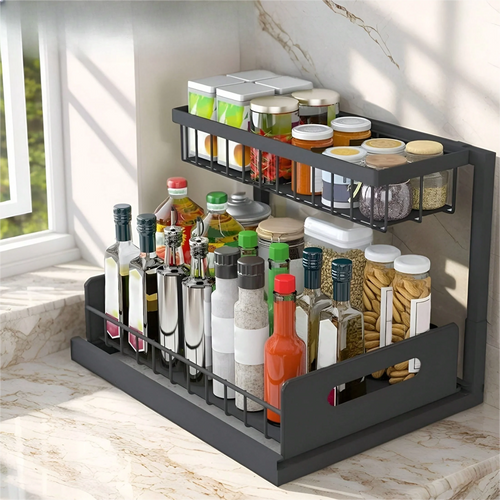 2-Tier Under-Sink Organizer Rack – Pull-Out Storage